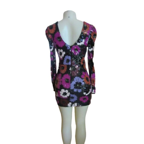 Dress The Population Hazel Floral Sequin Bodycon Dress S - Picture 10 of 12
